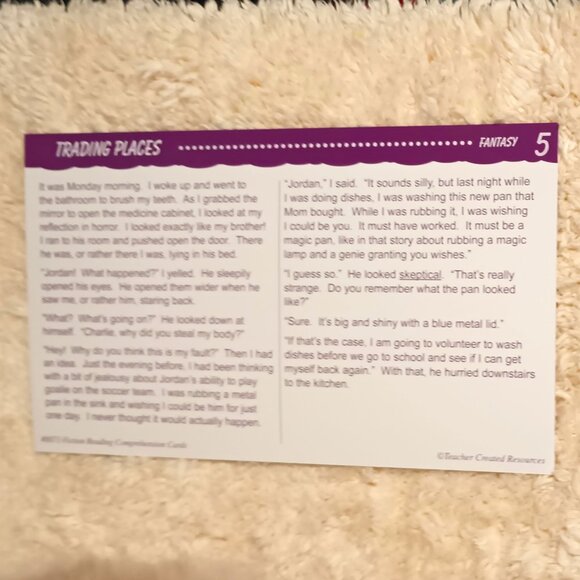 EUC ~ Fiction Reading Comprehension Cards for 3rd Grade - Picture 15 of 16